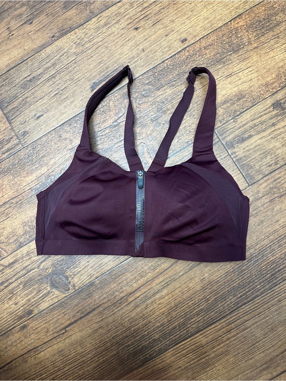 Victoria's Secret Front-Zip Wireless Sports Bra - Plum/Burgundy